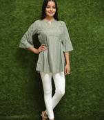Women Green Short Kurti Top For Girls 