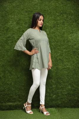 Women Green Short Kurti Top For Girls  4