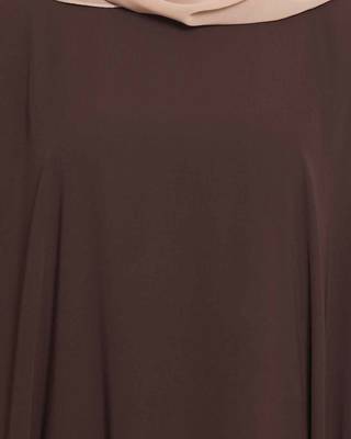 "Noriza Elegant Kaftan With  Contras Detailing On Sleeves Dark Brown" 5