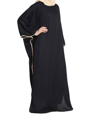 Haifa  Very Elegant Kaftan Abaya With Side Slits Balck Fawn 3