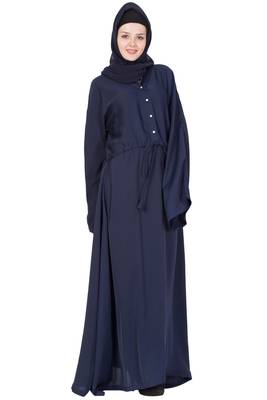 Abaya Dress For Woman In Nida   Navy Blue 4