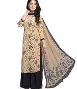 Beige digital print crepe salwar
