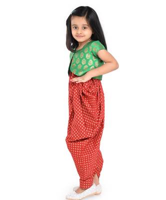 Twisha Stylish Sphagetti  PST Printed dhoti Jumpsuit With Brocade Jacket :- Maroon 2