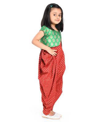 Twisha Stylish Sphagetti  PST Printed dhoti Jumpsuit With Brocade Jacket :- Maroon 3