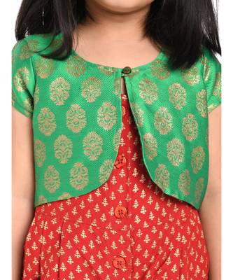Twisha Stylish Sphagetti  PST Printed dhoti Jumpsuit With Brocade Jacket :- Maroon 5
