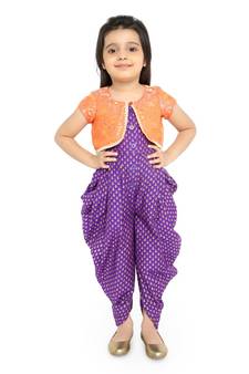 Twisha Stylish Sphagetti  PST Printed dhoti Jumpsuit With Brocade Jacket :- Purple