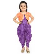 Twisha Stylish Sphagetti  PST Printed dhoti Jumpsuit With Brocade Jacket :- Purple