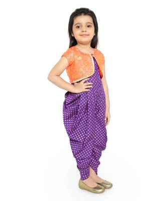 Twisha Stylish Sphagetti  PST Printed dhoti Jumpsuit With Brocade Jacket :- Purple 2