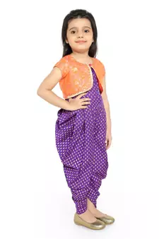 Twisha Stylish Sphagetti  PST Printed dhoti Jumpsuit With Brocade Jacket :- Purple