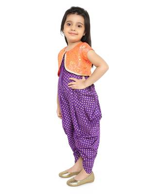Twisha Stylish Sphagetti  PST Printed dhoti Jumpsuit With Brocade Jacket :- Purple 3