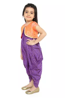 Twisha Stylish Sphagetti  PST Printed dhoti Jumpsuit With Brocade Jacket :- Purple