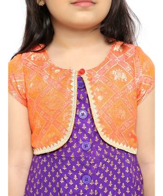 Twisha Stylish Sphagetti  PST Printed dhoti Jumpsuit With Brocade Jacket :- Purple 4