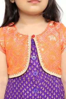 Twisha Stylish Sphagetti  PST Printed dhoti Jumpsuit With Brocade Jacket :- Purple