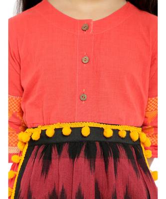 Twisha Stylish Girls cotton dress-Orange 4