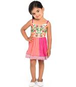 Twisha EMBROIDERY ON YOKE WITH OMBRE EFFECT CRUSH  ART SILK IN FLARE : Pink