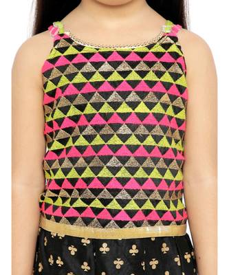 Twisha Embroidered blouse with printed palazzos set -Black 4