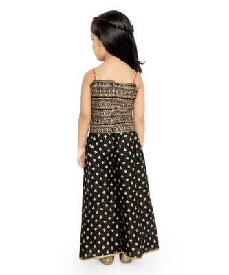 Twisha Embroidered blouse with printed palazzos set -Black 5