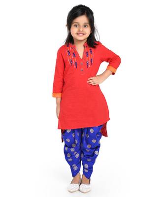 Twisha Stylish Embroidered Top with Dhoti - Red 1
