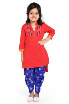Twisha Stylish Embroidered Top with Dhoti - Red