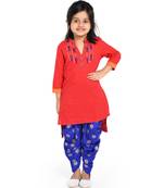 Twisha Stylish Embroidered Top with Dhoti - Red