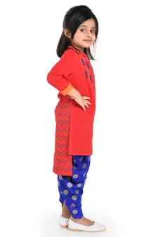 Twisha Stylish Embroidered Top with Dhoti - Red