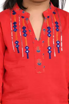 Twisha Stylish Embroidered Top with Dhoti - Red
