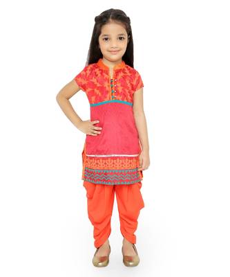 Twisha Stylish Aari work Embroidered Top with Dhoti - Red 1