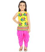 Twisha Stylish Aari work Embroidered Top with Dhoti - Yellow