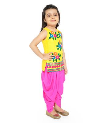 Twisha Stylish Aari work Embroidered Top with Dhoti - Yellow 2