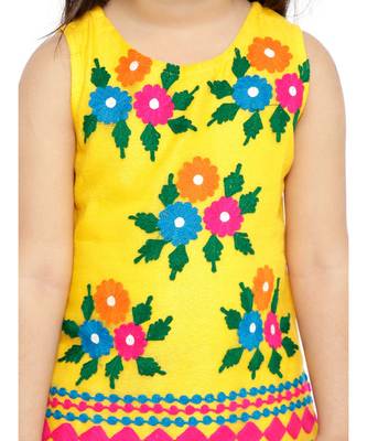 Twisha Stylish Aari work Embroidered Top with Dhoti - Yellow 4