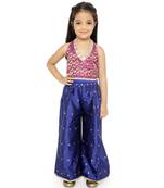 Twisha Stylish Brocade halter Neck choli with Jaquard Palazzos -Magenta