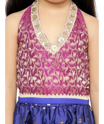 Twisha Stylish Brocade halter Neck choli with Jaquard Palazzos -Magenta 5