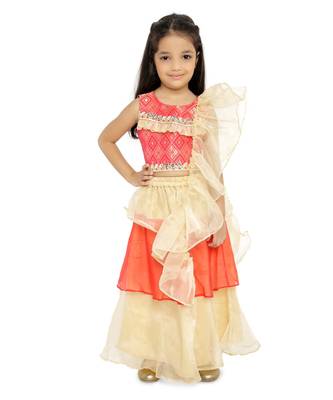 Twisha Stylish Embroidered choli with oraganza layered Lehenga with fancy dupatta  - Red 1
