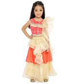 Twisha Stylish Embroidered choli with oraganza layered Lehenga with fancy dupatta  - Red