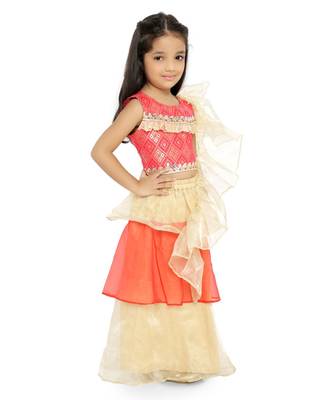 Twisha Stylish Embroidered choli with oraganza layered Lehenga with fancy dupatta  - Red 2
