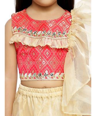 Twisha Stylish Embroidered choli with oraganza layered Lehenga with fancy dupatta  - Red 4