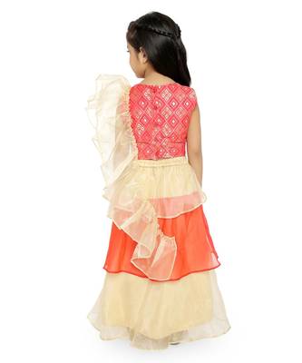 Twisha Stylish Embroidered choli with oraganza layered Lehenga with fancy dupatta  - Red 5