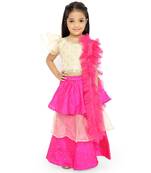 Twisha Stylish Embroidered choli with oraganza layered Lehenga with fancy dupatta  - Cream