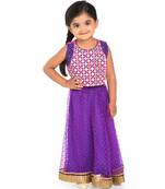 Twisha Mirror Embroidery blouse with polka flock print net lehanga - Purple