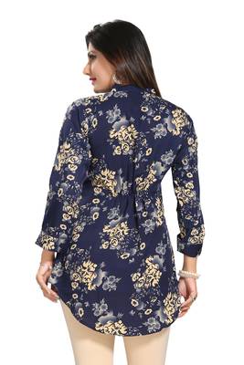 Navy-blue printed crepe short-kurtis 3