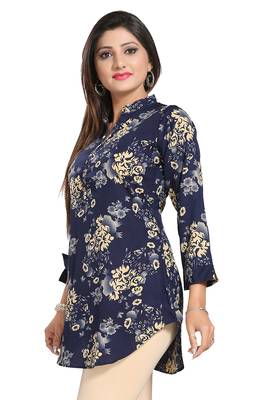 Navy-blue printed crepe short-kurtis 4
