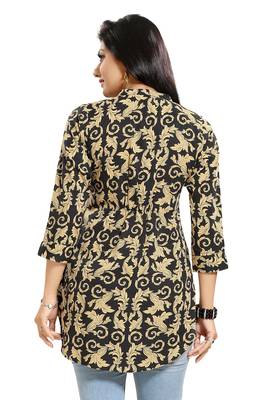 Black printed crepe short-kurtis 3