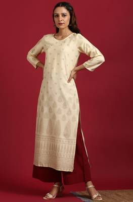Yellow printed rayon ethnic kurtis 2