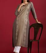 Grey printed rayon ethnic kurtis