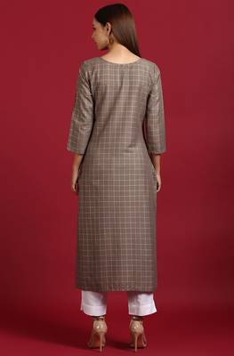 Grey printed rayon ethnic kurtis 4