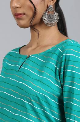 Green printed cotton ethnic kurtis 5