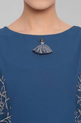 Teal printed crepe ethnic-kurtis 5