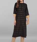 Janasya Black printed crepe ethnic kurtis