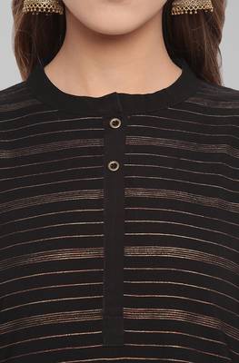 Janasya Black printed crepe ethnic kurtis 5