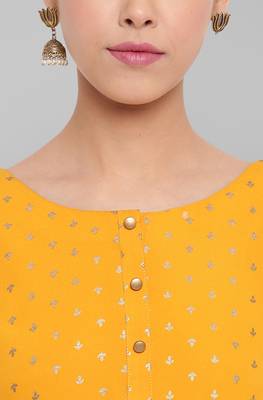 Janasya Mustard printed crepe ethnic-kurtis 5